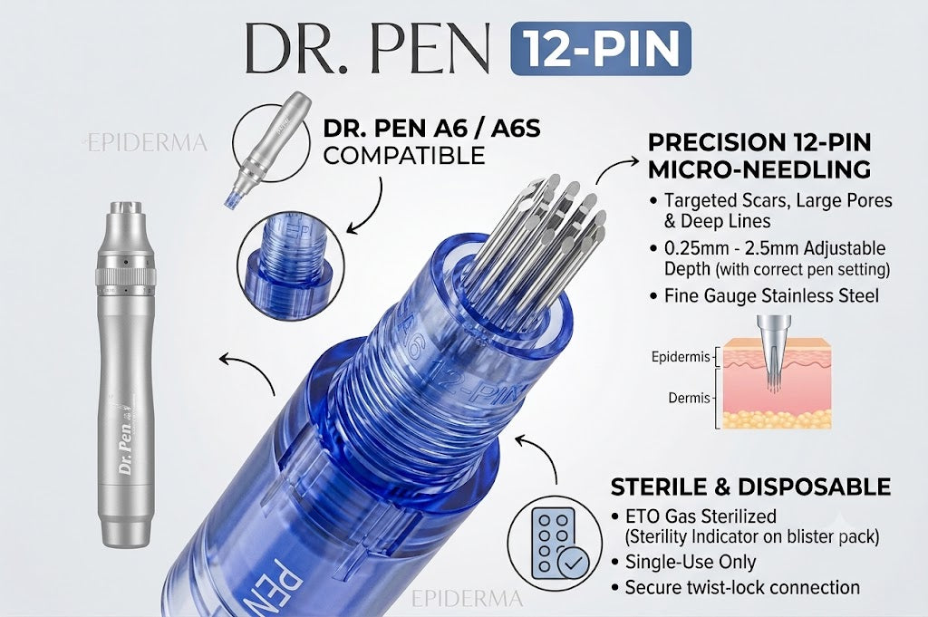 Derma Pen 12 Pin Needles - Dr Pen Needles for Ultima A1 A6 N2 M5 M7 E30 - Dr. Pen Needles 12 Pin