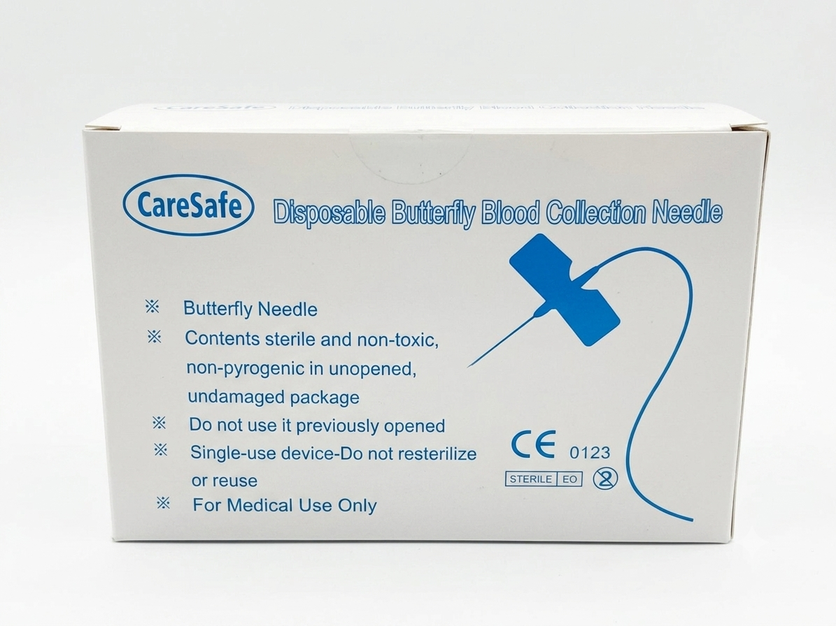 CareSafe Disposable Butterfly Blood Collection Needle (Safety Winged Infusion Set) full box